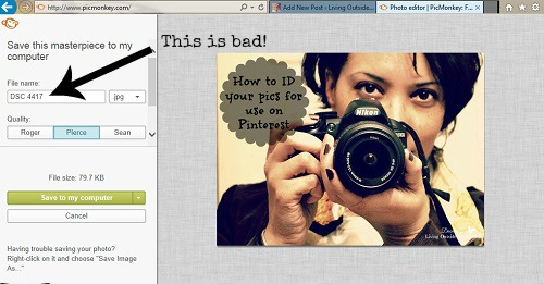 How to ID your pics for use on Pinterest {Living Outside the Stacks}