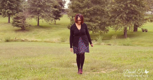 Black Cardigan and Horse Print Dress {Living Outside the Stacks}