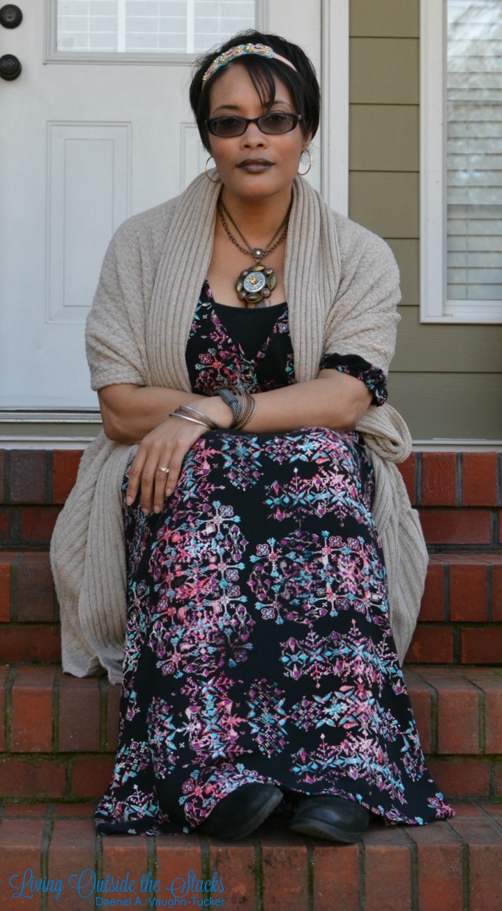 Maxi Dress and Oversized Sweater {living outside the stacks}