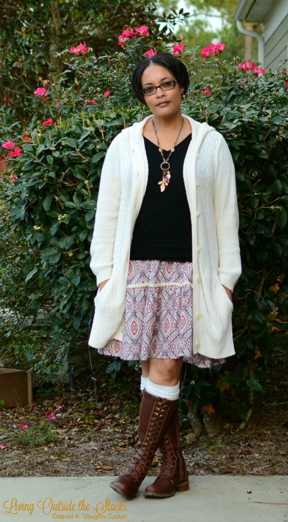 Dress as a Skirt with Cardigan {living outside the stacks}