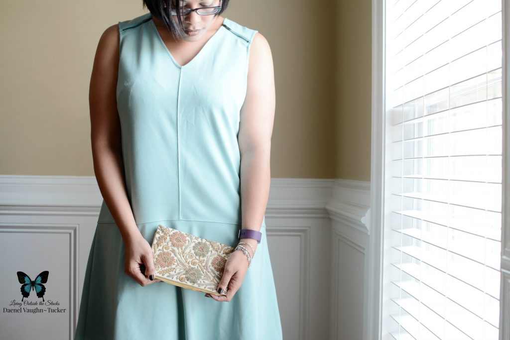 Teal Dress with Vintage Beaded Clutch {living outside the stacks}