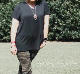 Black Tee Camo Pants and Black Ankle Wrap Flats {living outside the stacks}