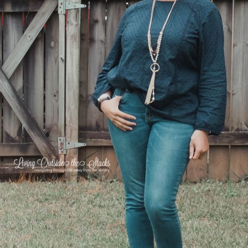 Navy Eyelet Top with Jeans and Navy Mary Janes {living outside the stacks} Style Imitating Art