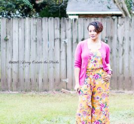 Daenel T {living outside the stacks} Pink Cardi Yellow Floral Jumpsuit