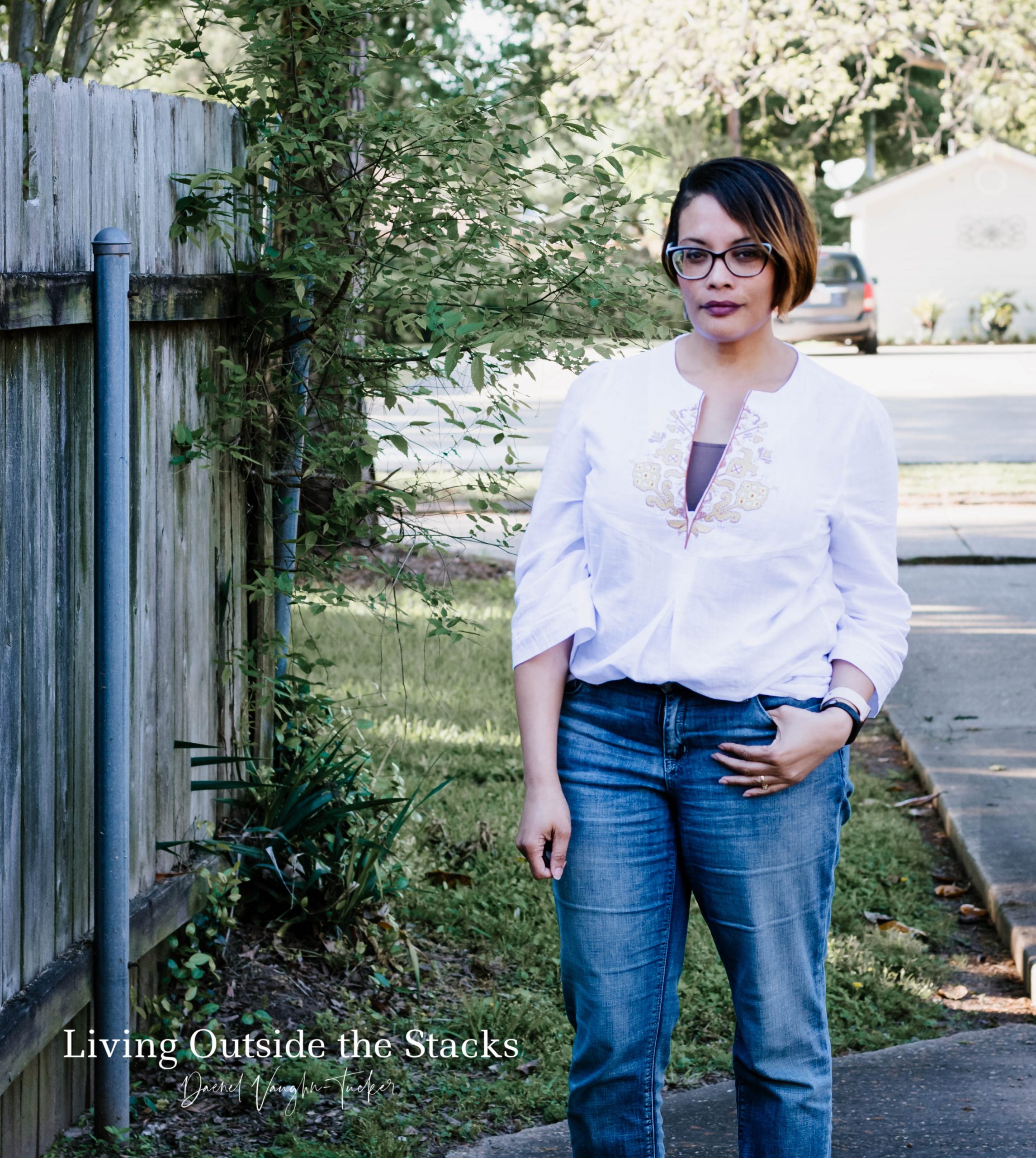 White Embroidered Top Laurie Felt Boyfriend Jeans and Clogs {living outside the stacks}