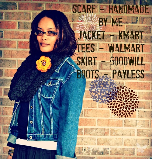 Denim Jacket Black Tee Brown Skirt and Boots {Living Outside the Stacks}