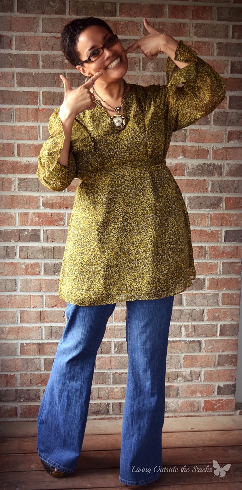 Vintage Yellow Tunic Jeans and Black Wedges {Living Outside the Stacks}