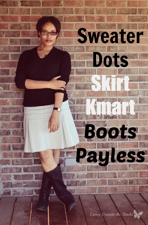 Black Sweater Khaki Skirt and Black Boots {Living Outside the Stacks}
