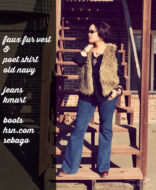Faux Fur Black Poet Shirt Jeans and Boots {Living Outside the Stacks}