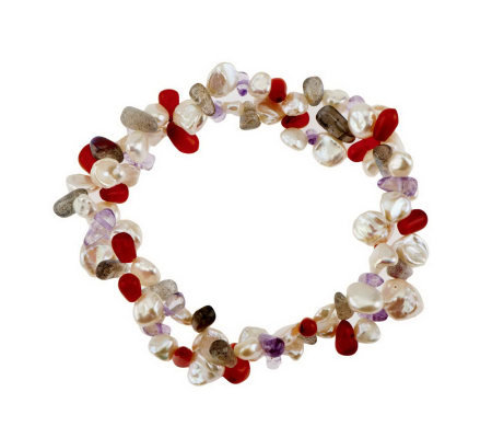 Honora Cultured Keshi Pearl and Gemstone Stretch Bracelet QVC  - Transitional Style Wish List {Living Outside the Stacks}