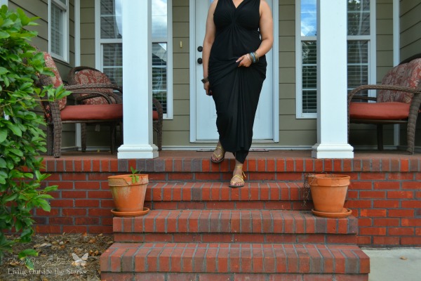 Black Maxi Dress and Gold Sseko Sandals {Living Outside the Stacks}