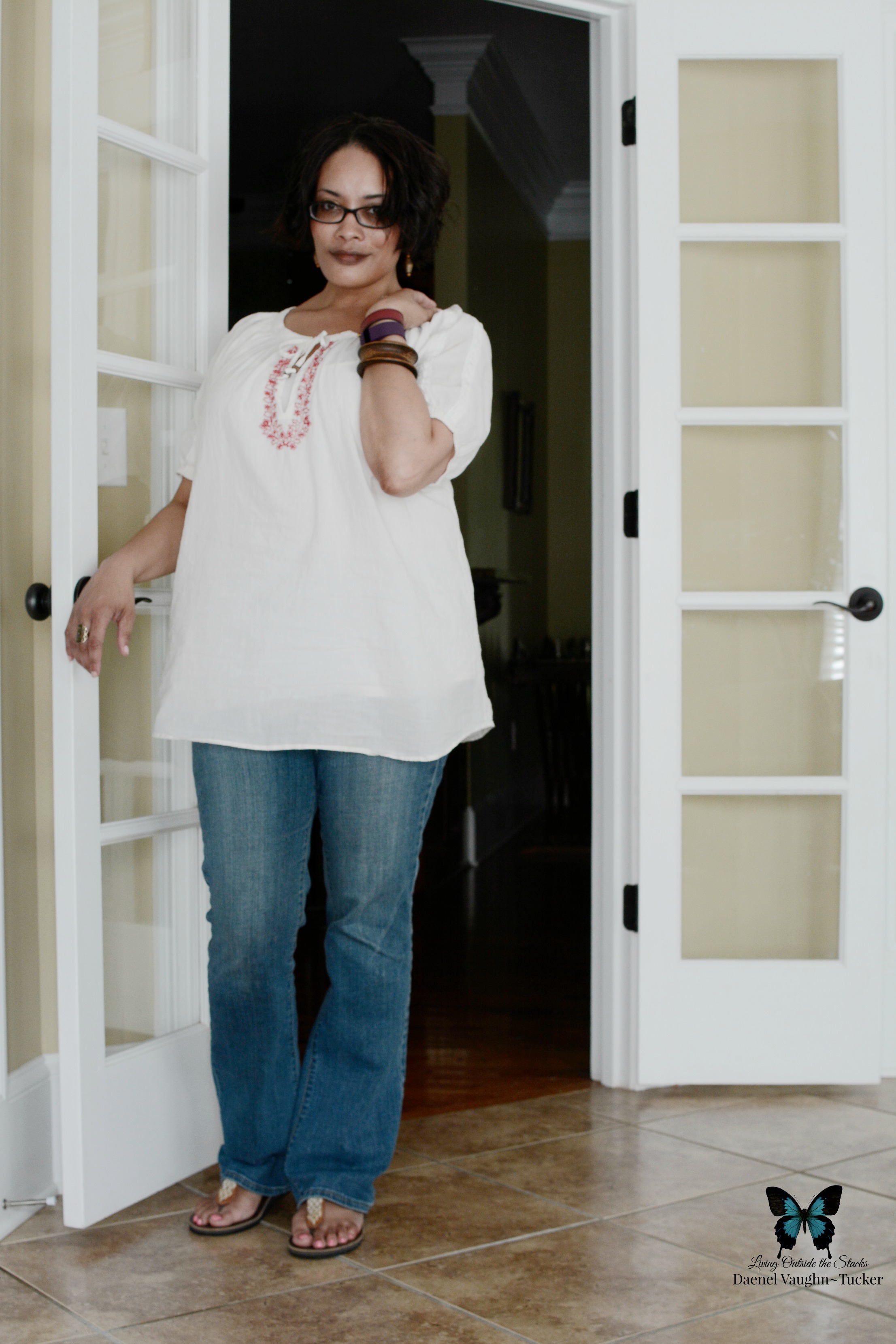 White Peasant Top Jeans and Sseko Sandals {living outside the stacks}