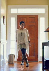 Cream Sweater Tulle Tank Jeggings and Brown Boots {living outside the stacks} #ootd #fashionoverforty #librarianwardrobe #librarianstyle