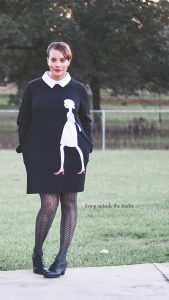 Black Sheath Dress Gray Stockings and Black Oxfords {living outside the stacks}