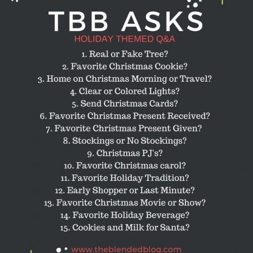 TBB Asks Holiday Themed Q&A {The Blended Blog}
