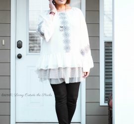 Aztec Print Blouse Tulle Tunic Leggings and Black Booties {living outside the stacks}