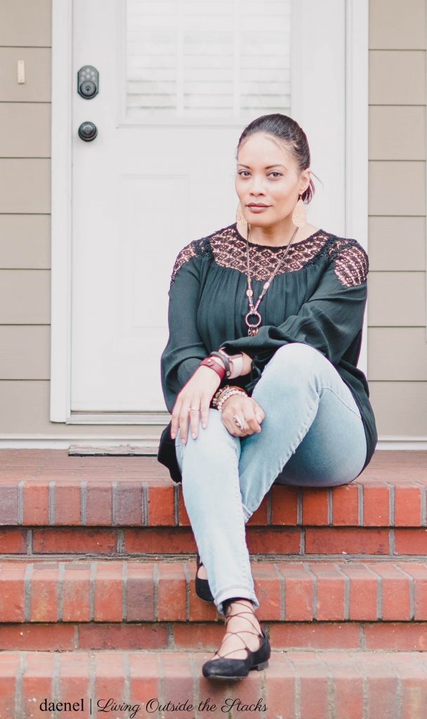 Black Peasant Blouse Jeans and Ankle Wrap Flats {living outside the stacks