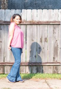 Laurie Felt Flare Leg Jeans and Mauve Baby Doll Top with Skechers Shoes {living outside the stacks} #NiceJeans