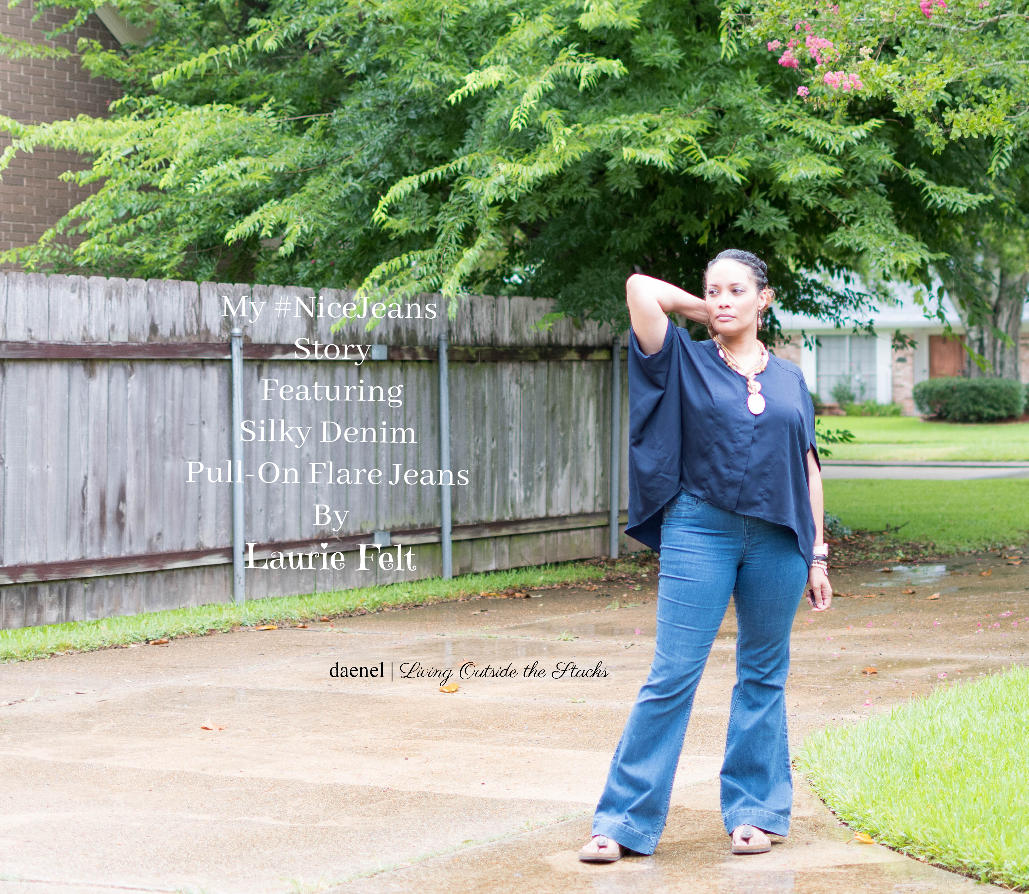 My #NiceJeans Story featuring Silky Denim Pull-On Flare Jeans by Laurie Felt {living outside the stacks}