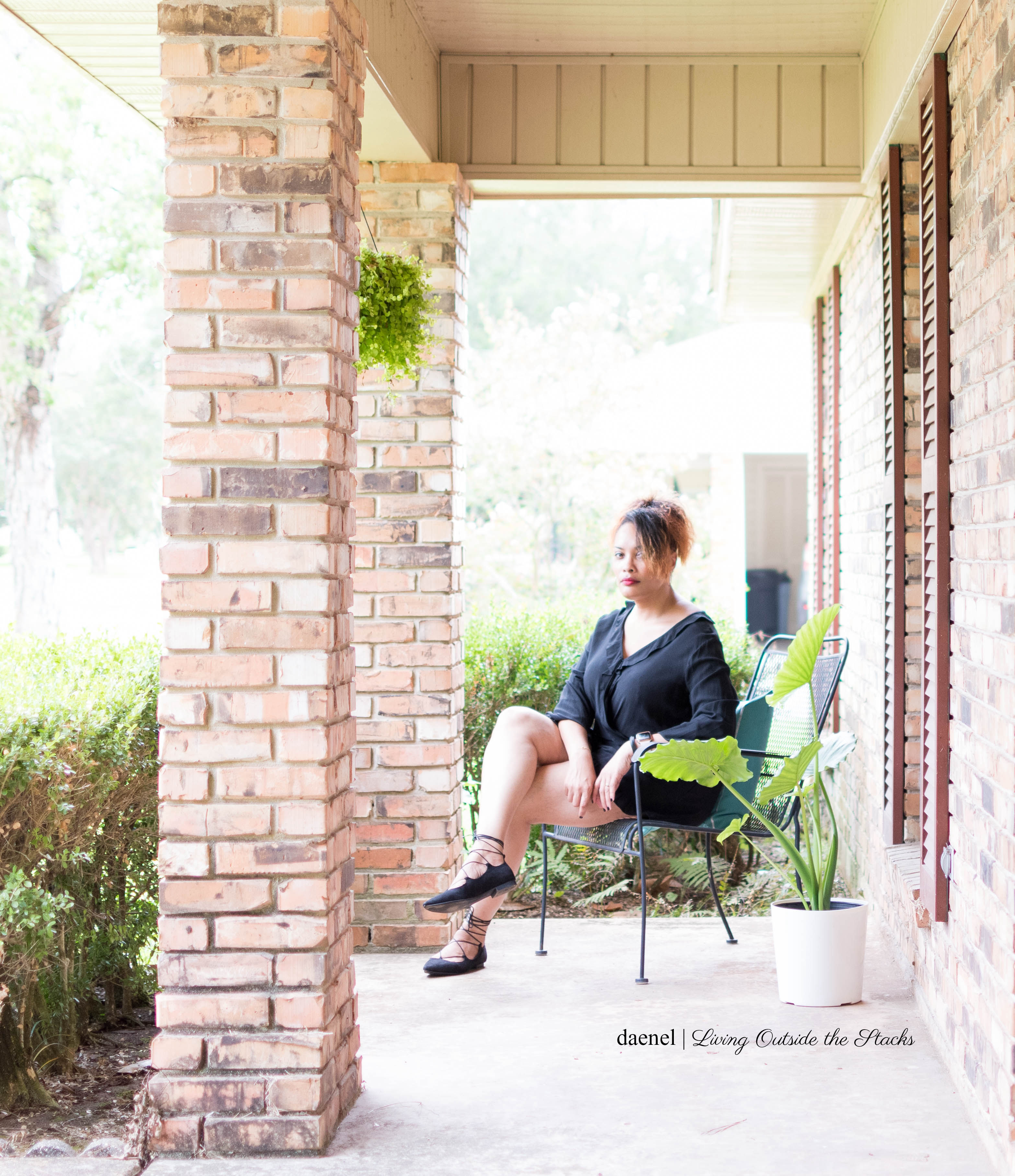 Daenel T {living outside the stacks} Style Imitating Art Black Romper with Black Ankle Wrap Flats