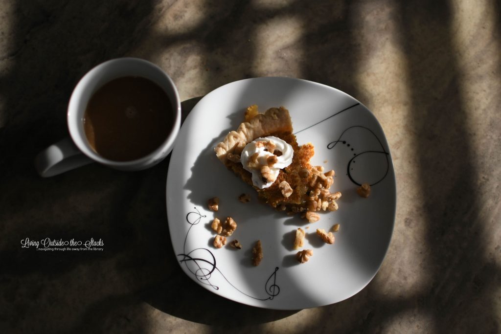 Maple Orange Walnut Pie {living outside the stacks} #coffeeandpiechat