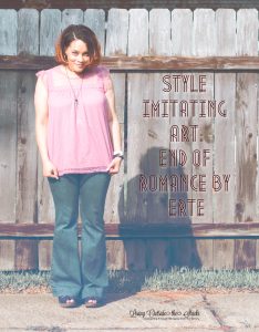 Pink Swiss Dot Baby Doll Top Laurie Felt Silky Curve Flare Leg Jeans and Blue Sketchers Sandals {living outside the stacks} #StyleImitatingArt