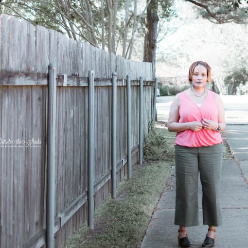 Coral Top Cropped Olive Pants Black and Brown Clogs {living outside the stacks}