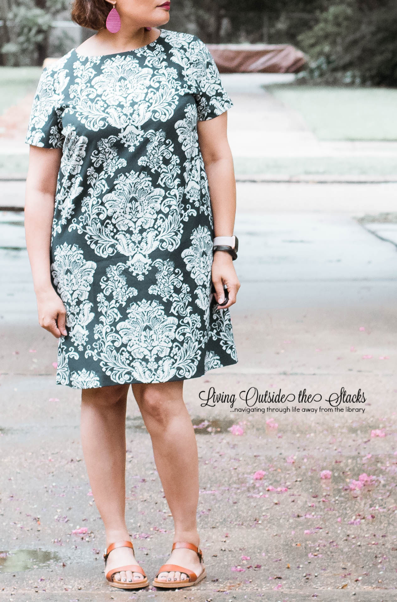 Daenel T {living outside the stacks} Blue Print Dress and Flat Sandals