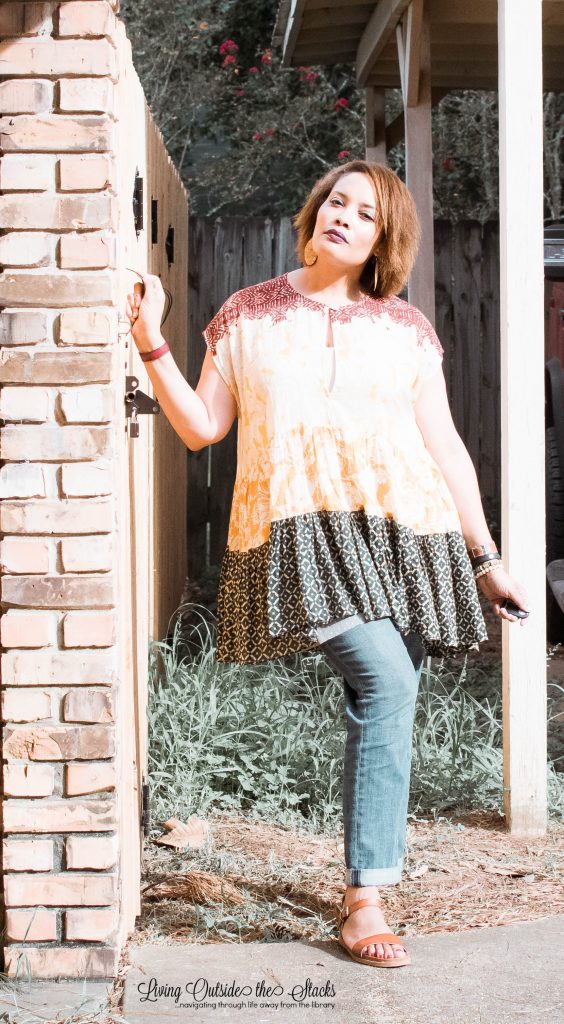  Daenel T {living outside the stacks} Free People Tunic Laurie Felt Weekender Jeans and Tan Sandals