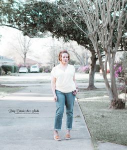 Daenel T {living outside the stacks} Yellow Wrap Top Boyfriend Jeans and Wedge Sandals