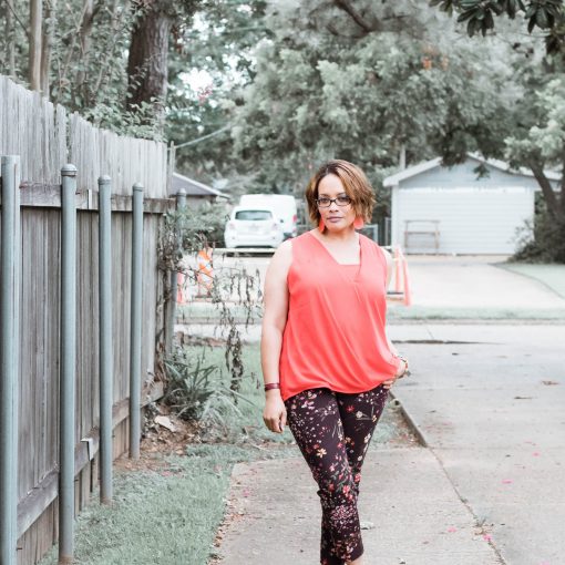 Red Sleeveless Top Dark Floral Pixie Pants and Leopard Print Flats {living outside the stacks}
