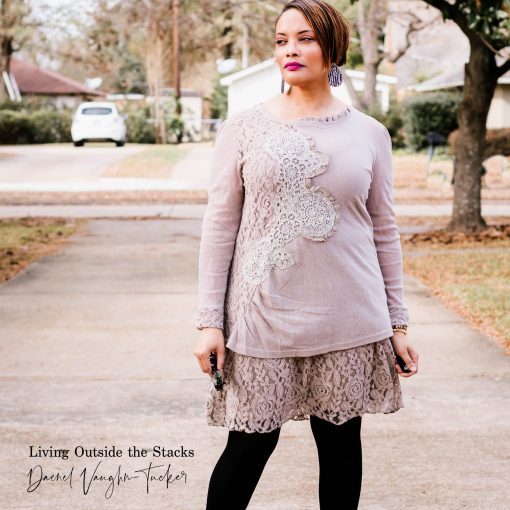 Taupe Tunic Black Tights and Gray Ankle Booties {living outside the stacks}