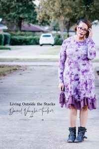 Daenel T {living outside the stacks} Purple Logo Dress and Black Ankle Boots