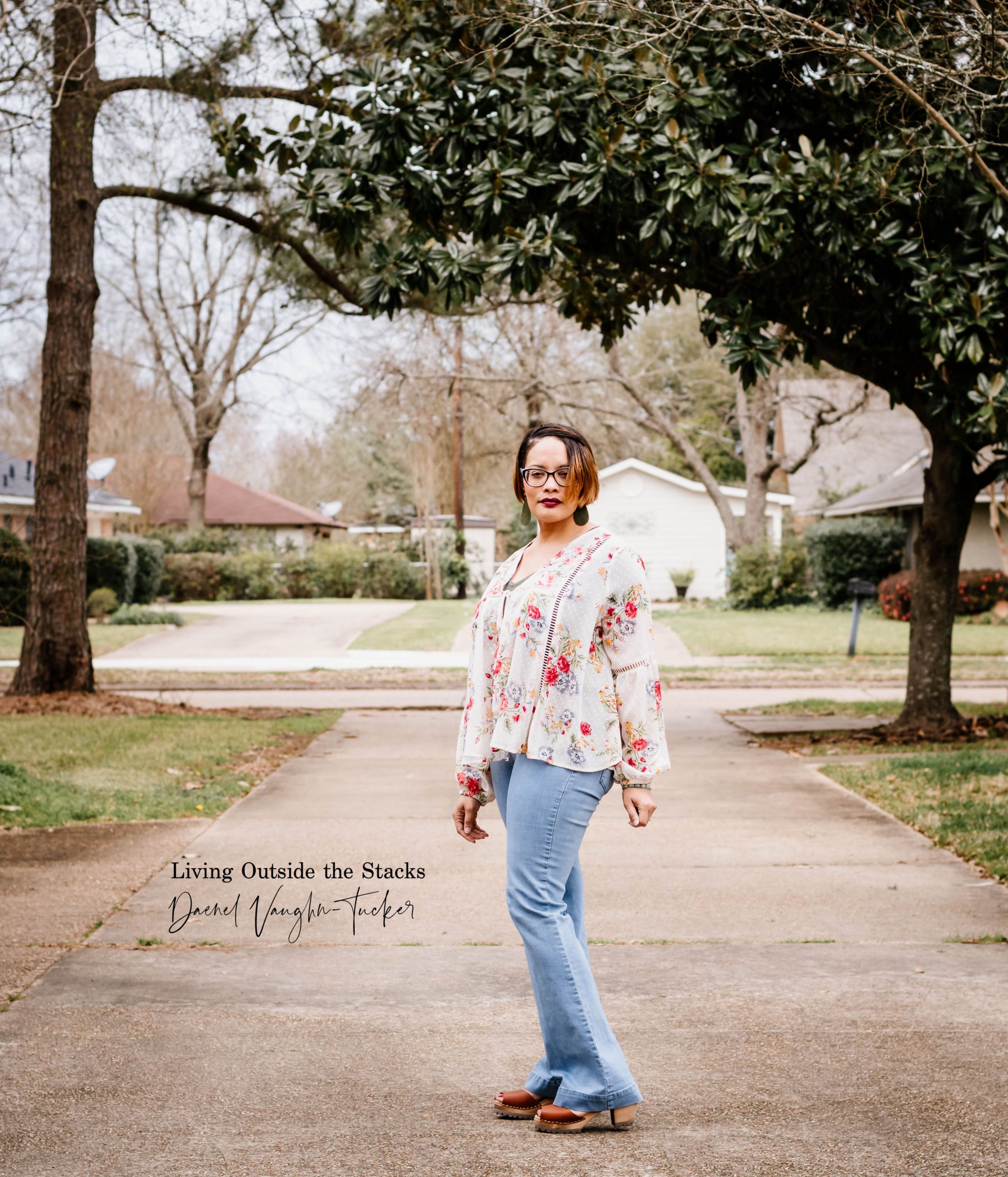  Embroidered Jacket Olive Tee Jeans and Clogs {living outside the stacks}