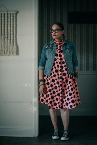 Denim Jacket Zuri Dress and Converse {living outside the stacks} Follow @DaenelT on Instagram