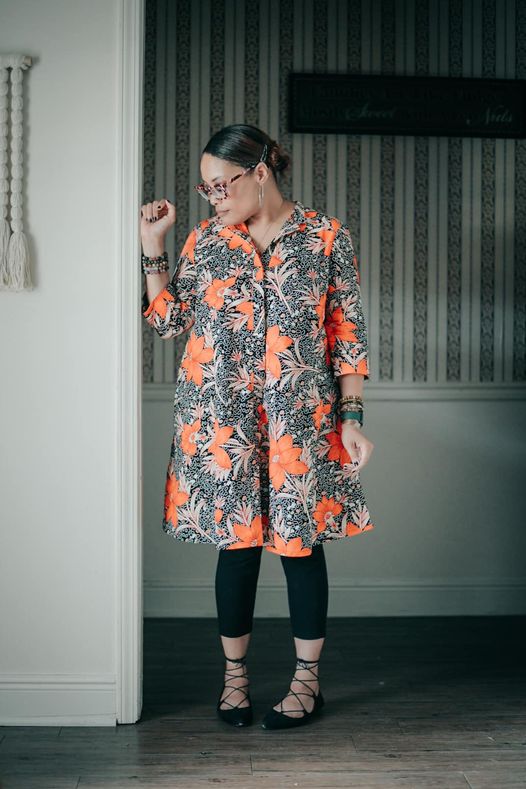 Sweet Clementine Zuri Dress with Black Cropped Pants and Ankle Wrap Flats {living outside the stacks} Follow @DaenelT on Instagram