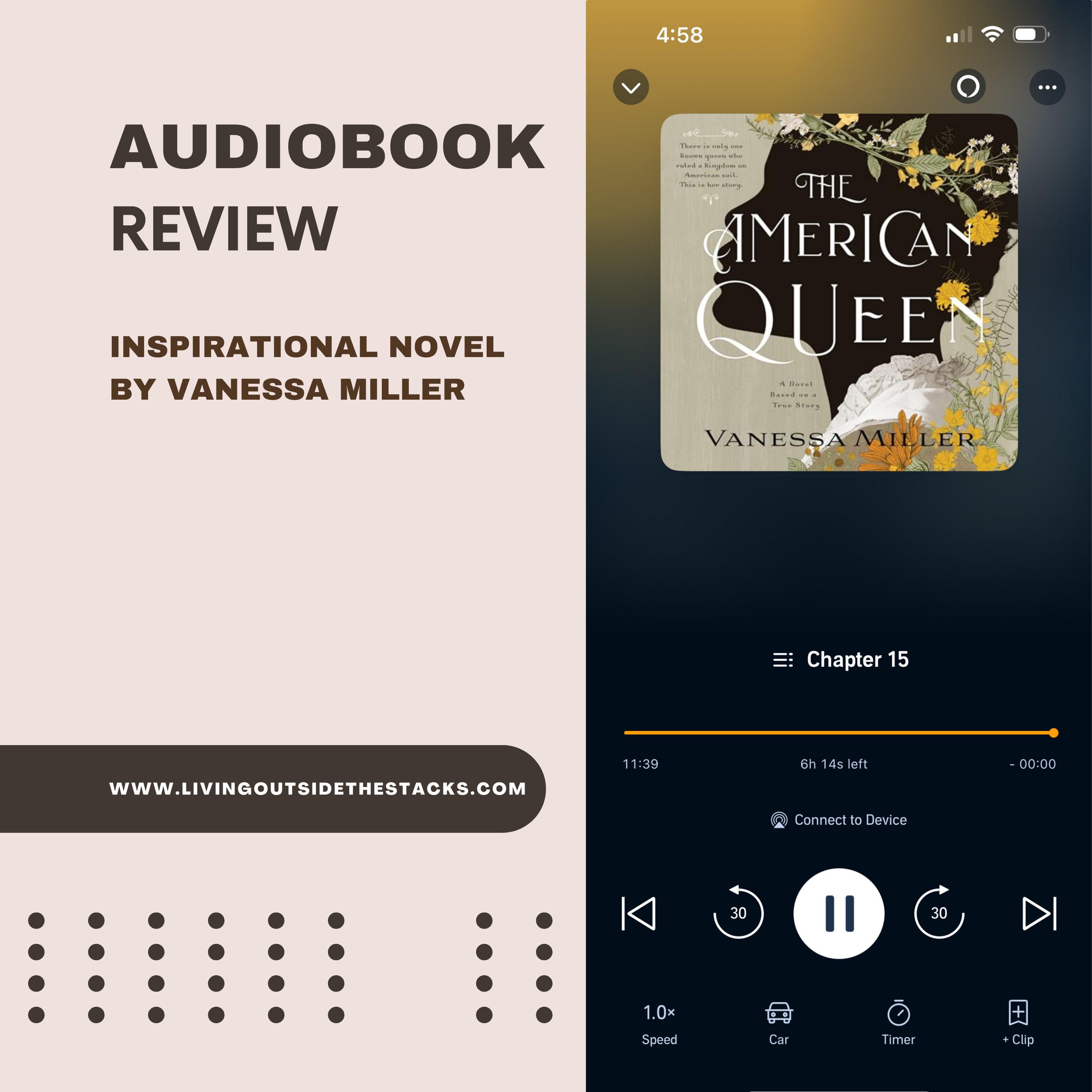 Audiobook Review The American Queen Pinterest 2 {living outside the stacks} #BookReview #NetGalley #TheAmericanQueen #VanessaMiller