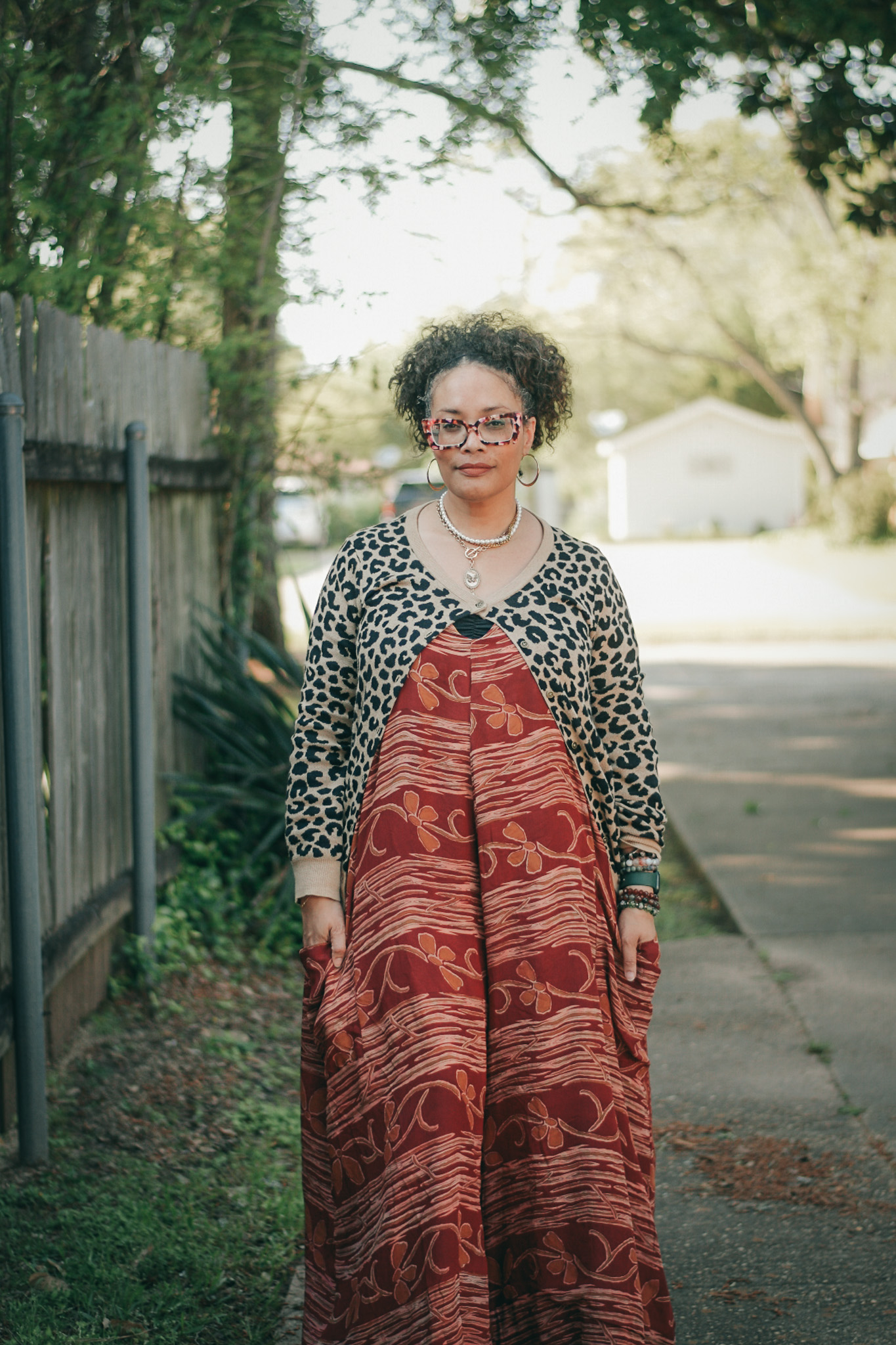 What I Wore Animal Print Cardi and Kantha Bae Jumpsuit {living outside the stacks} Follow @DaenelT on Instagram