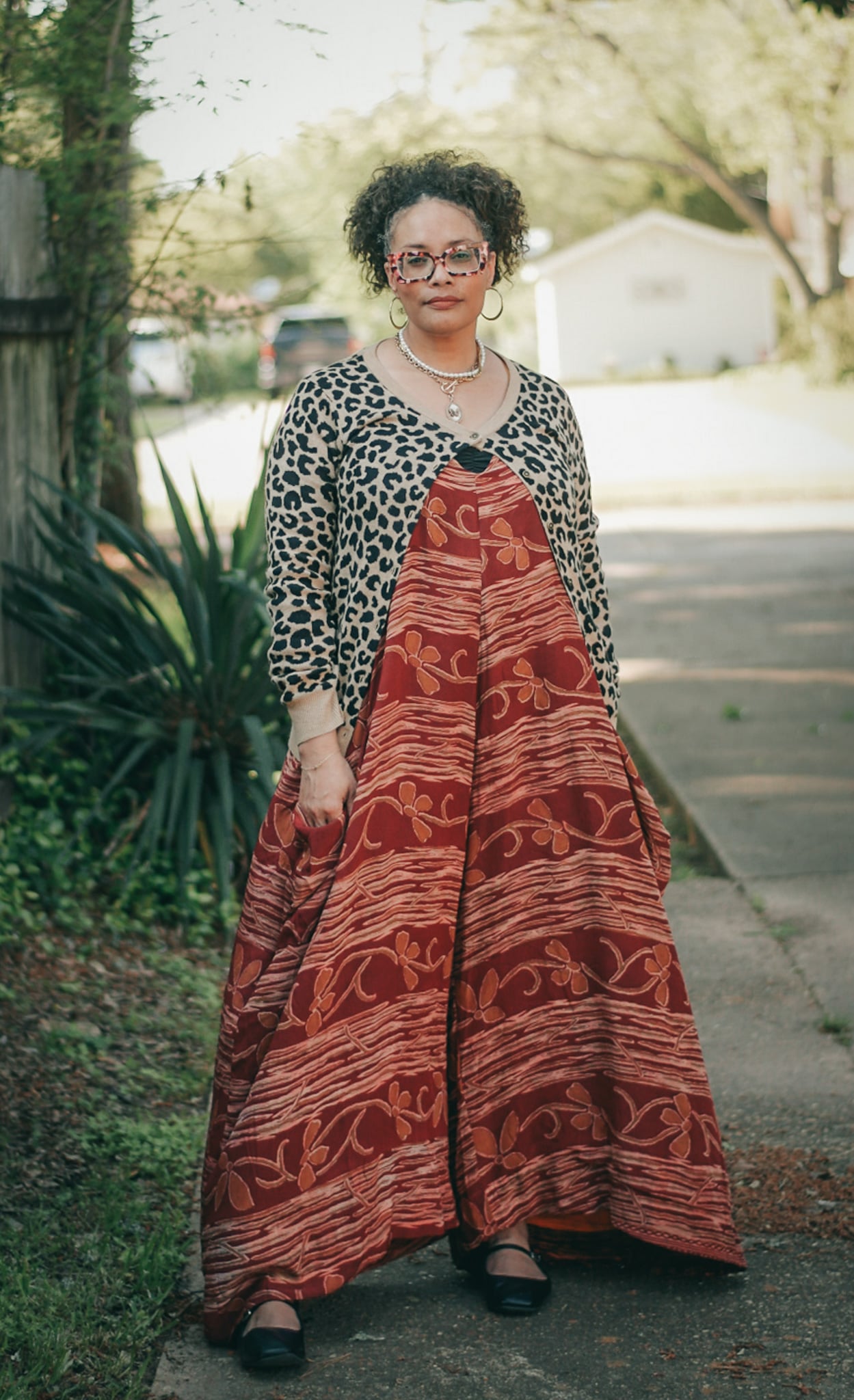 What I Wore Animal Print Cardi and Kantha Bae Jumpsuit {living outside the stacks} Follow @DaenelT on Instagram
