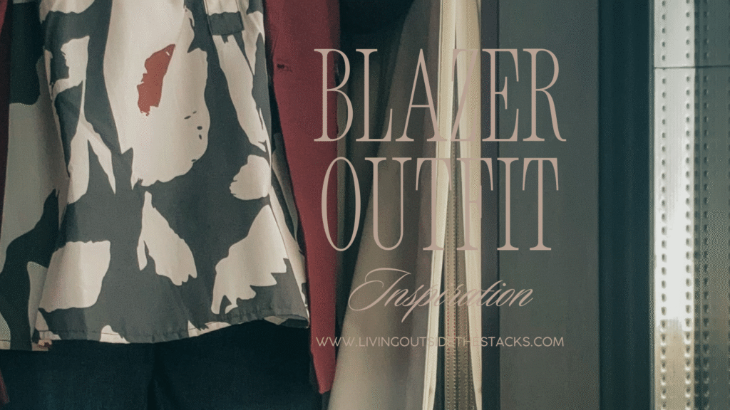 Burgundy Blazer Geometric Floral Top and Jeans {living outside the stacks} Follow @DaenelT on Instagram 001 #Blazer #FloralBlouse #GenX #Jeans #LibrarianStyle #OOTD