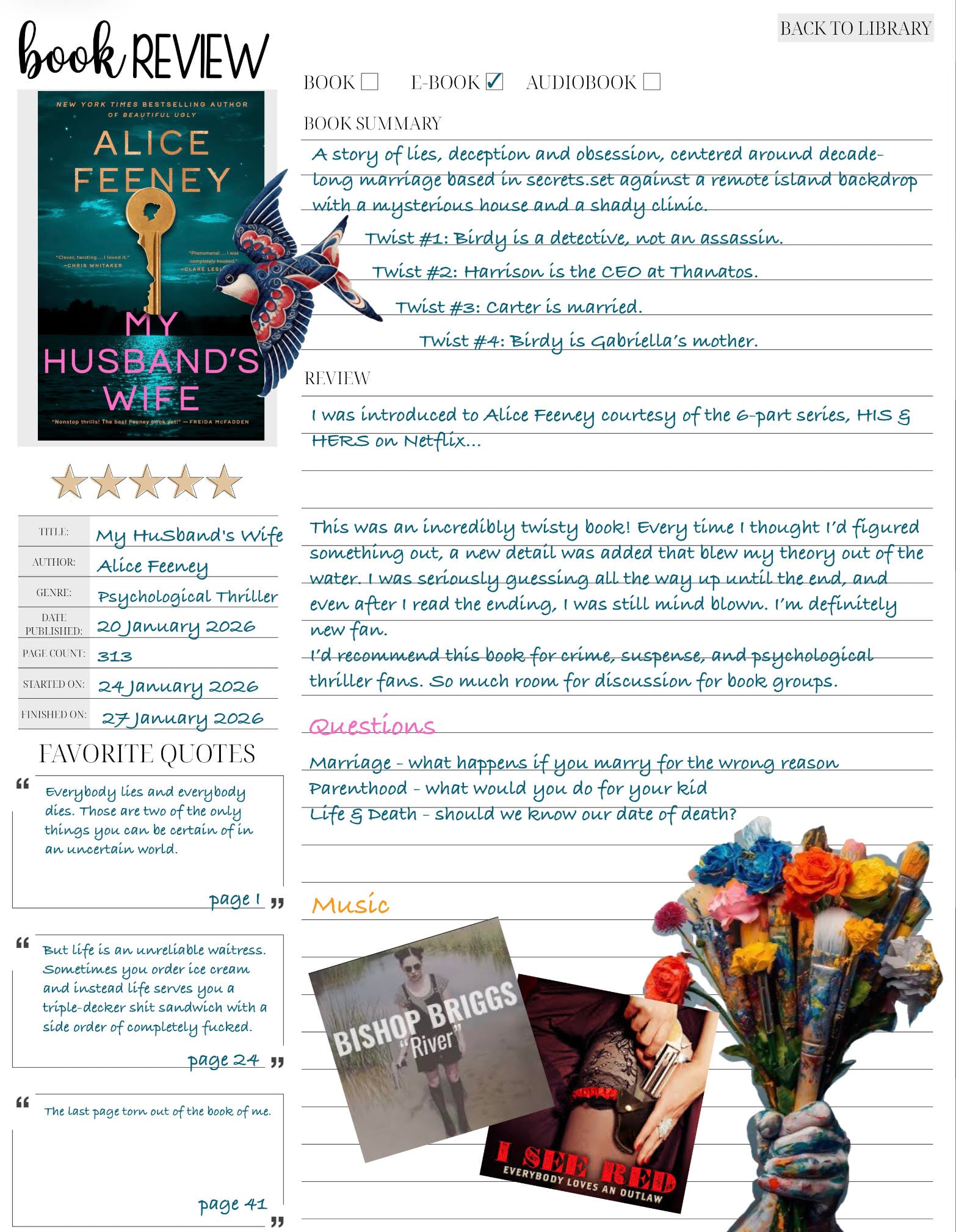 Book Review: My Husband's Wife {living outside the stacks} Follow @DaenelT on Instagram #BookReview #Psychological Thriller #AliceFeeney