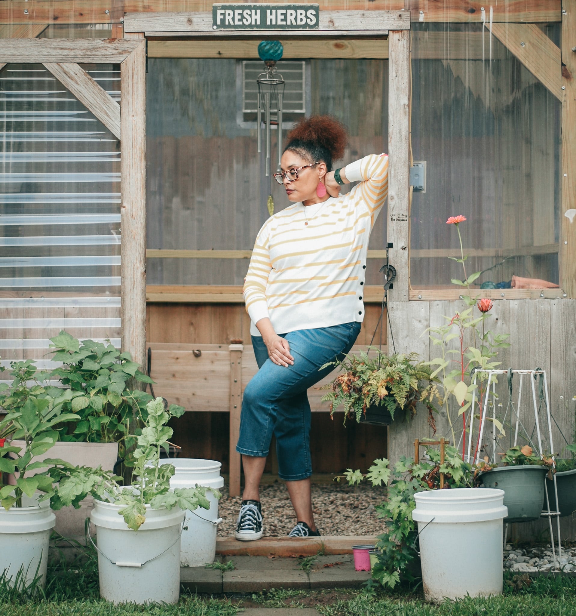 Felt Denim Starline Long Sleeve Pullover and Silky Denim Capri Pull On Jeans {living outside the stacks} Follow @DaenelT on Instagram